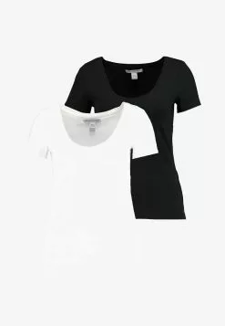 Anna Field 2 PACK - T-Shirt Basic - White/black -Anna Field Geschäft 649693eb35dd4a52a4dfcb4efd25b2fd