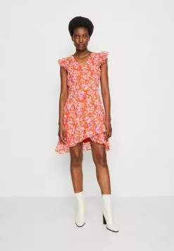 Anna Field VOLANT SHORT DRESS - Freizeitkleid - Red/multicoloured