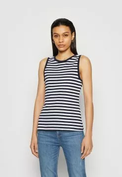 Anna Field Top - Dark Blue/white