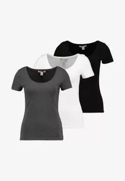Anna Field 3 PACK - T-Shirt Basic - White/black/dark Grey -Anna Field Geschäft bb08976caaf640e78f849b1b6087903f